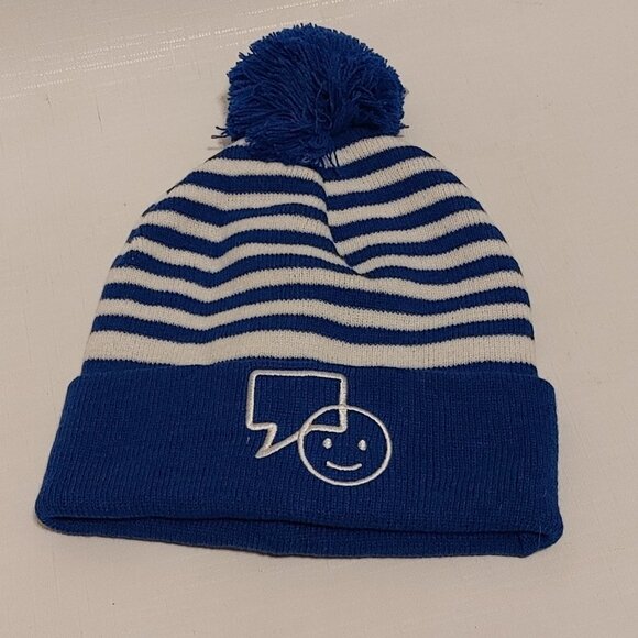 Bell Let's Talk Day White and Blue Striped Toque Brand New - Picture 1 of 3